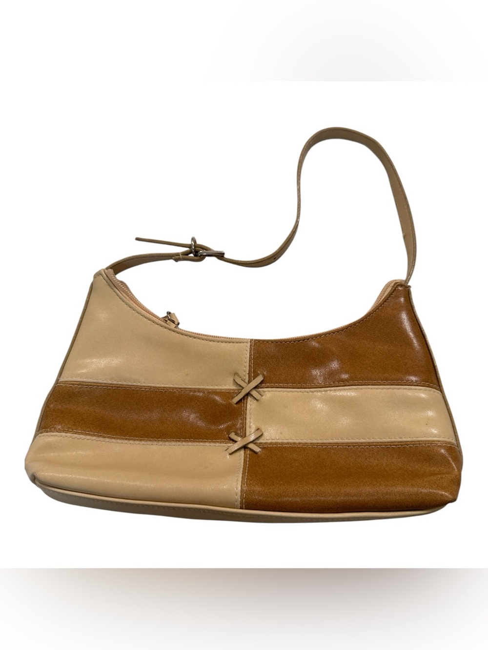 Vintage Y2K Tan Leather Mini Shoulder Bag Purse Handbag Coquette Girly